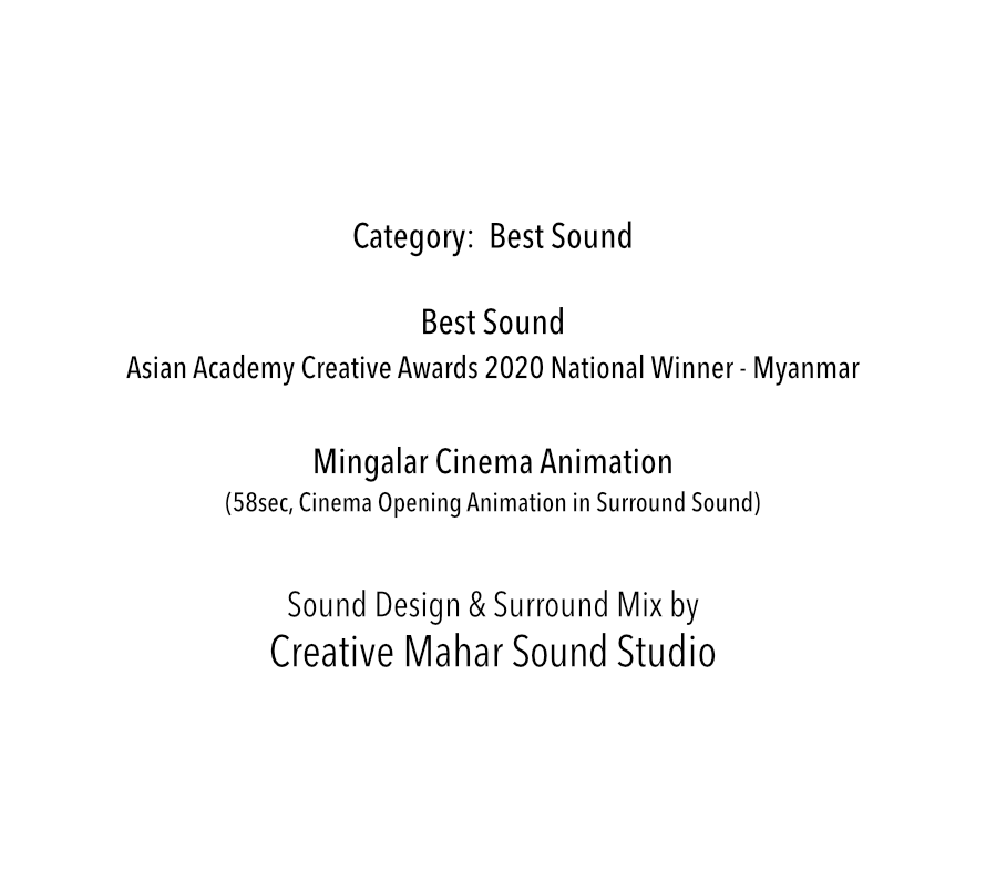 Asian Academy Creative Awards 2020 National Winner in Best Sound Category